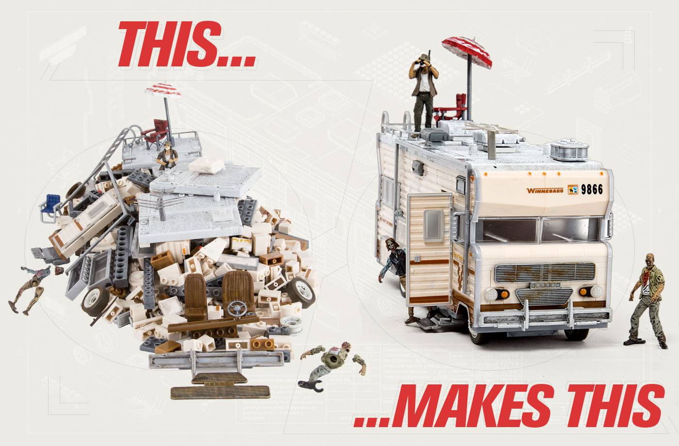 AMC The Walking Dead Dale's RV with Dale and Zombies 468 pcs New works with Lego 