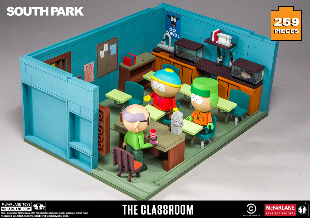 McFarlane Toys South Park Mr Kyle & Cartman with The Classroom Large Construction Set Playset Garrison 